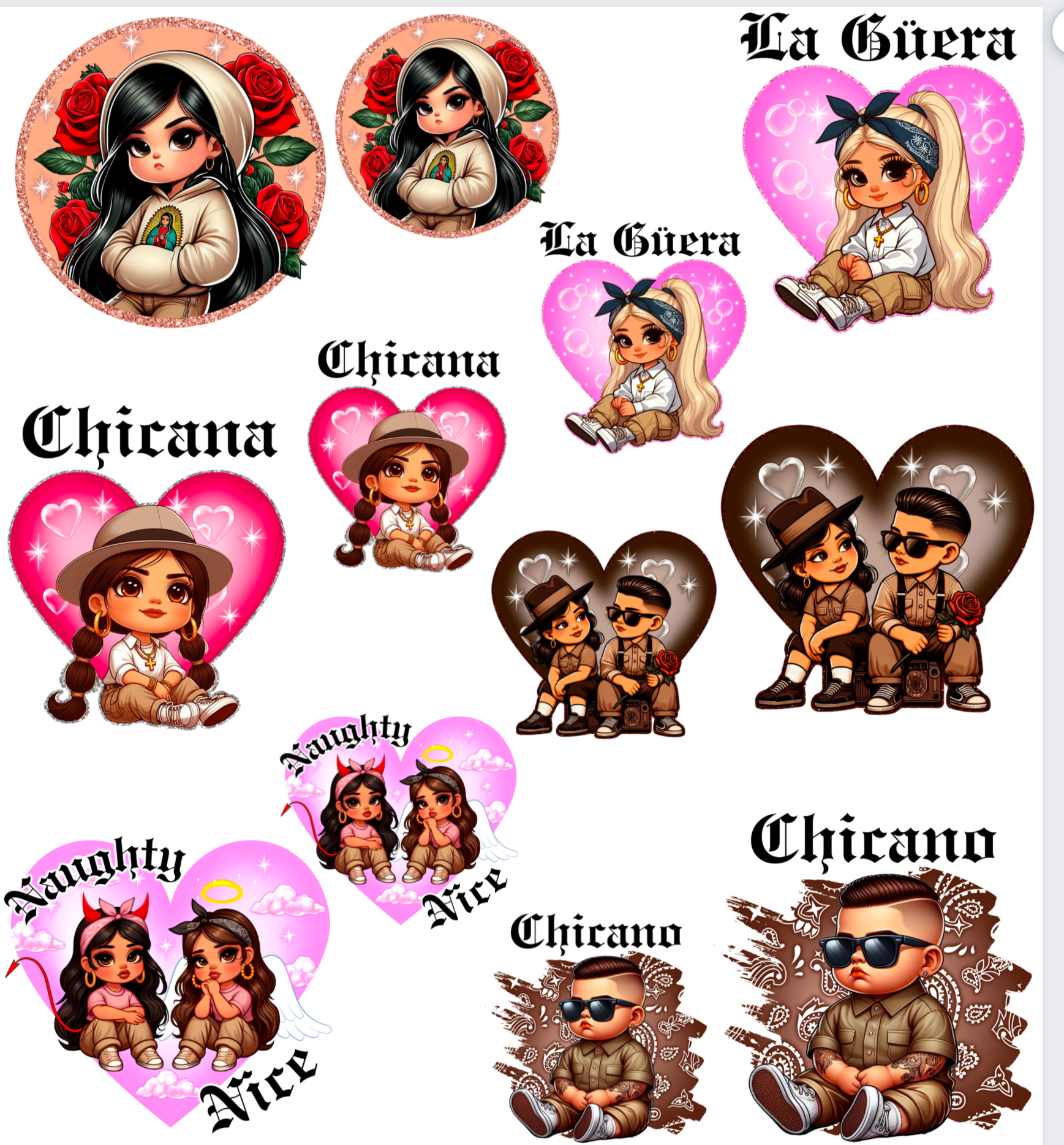 YOUTH/TODDLER Cholo Love Premade Gangsheets-24 inches- DTF Transfer ready to press -24 hour turnaround timeframe