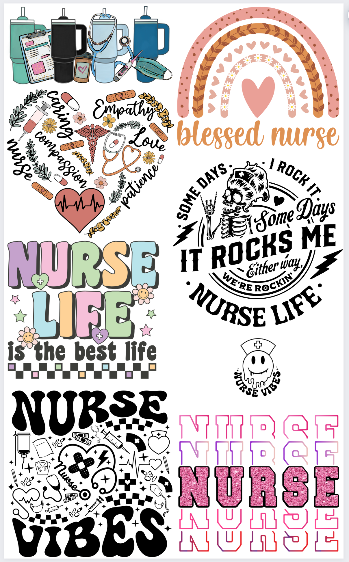 Nurse premade Gangsheet -36 inches- DTF Transfer ready to press -24 hour turnaround timeframe