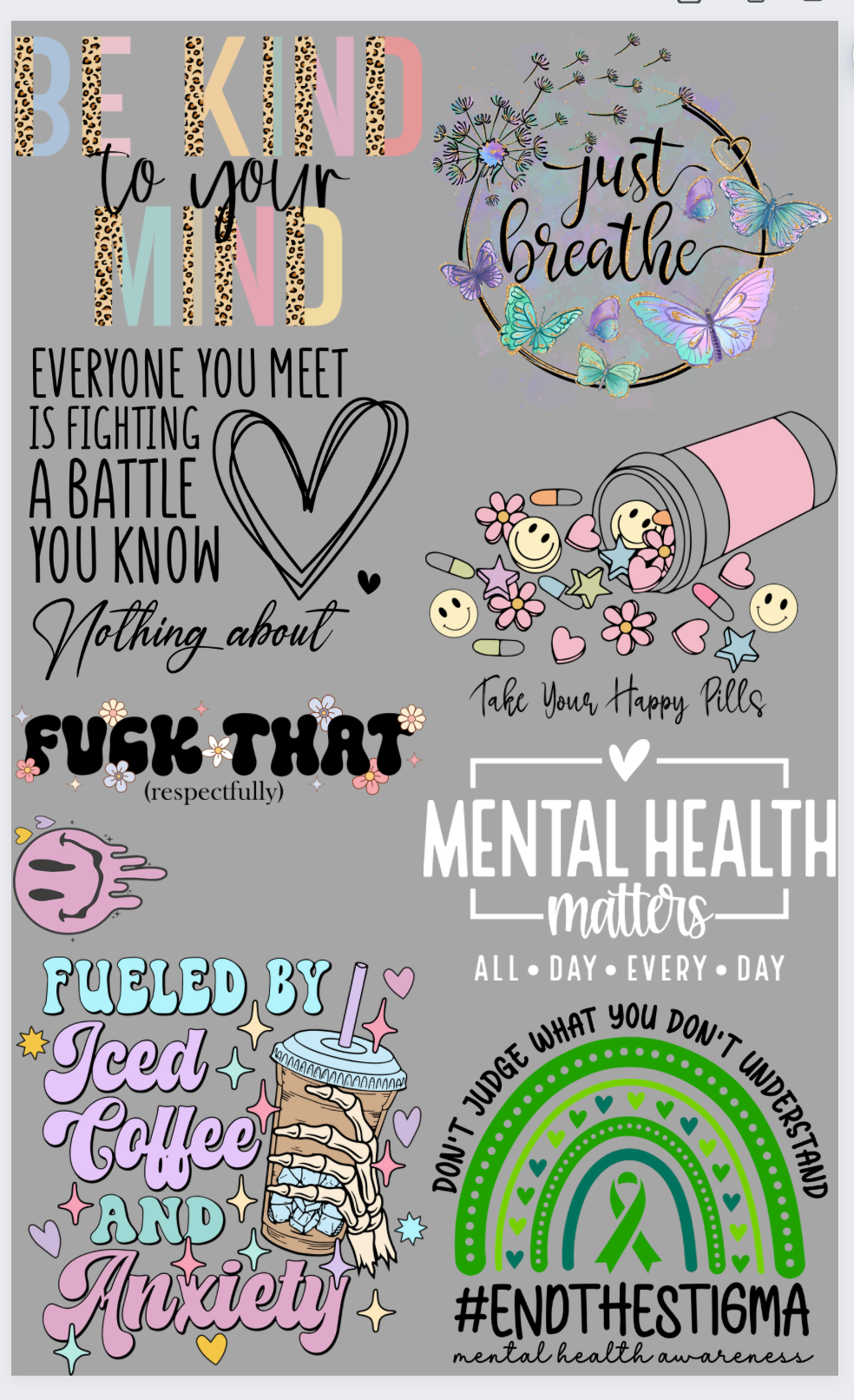 Mental Health premade -36 inches- DTF Transfer ready to press -24 hour turnaround timeframe