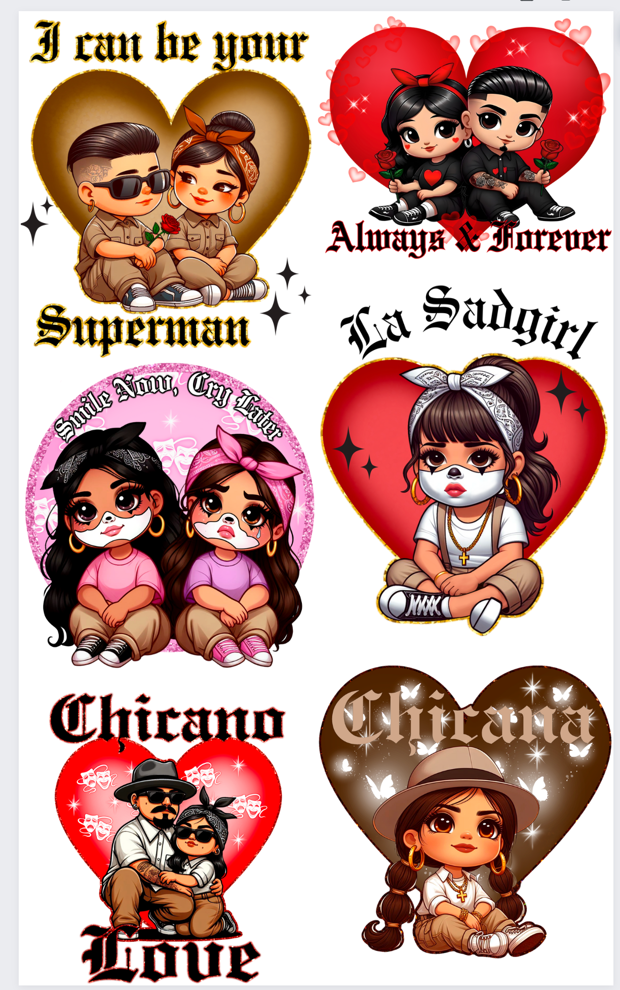 Cholo Love Premade Gangsheets-36 inches- DTF Transfer ready to press -24 hour turnaround timeframe